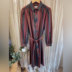 Vintage Schrader Sport Long Sleeve Belted Dress size 16